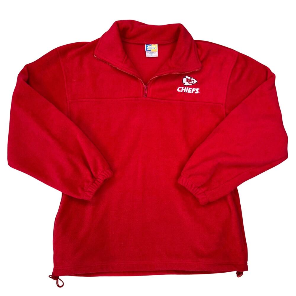Vintage XNT Kansas City KC Chiefs Football Red Quarter Zip Pullover (Sz L)